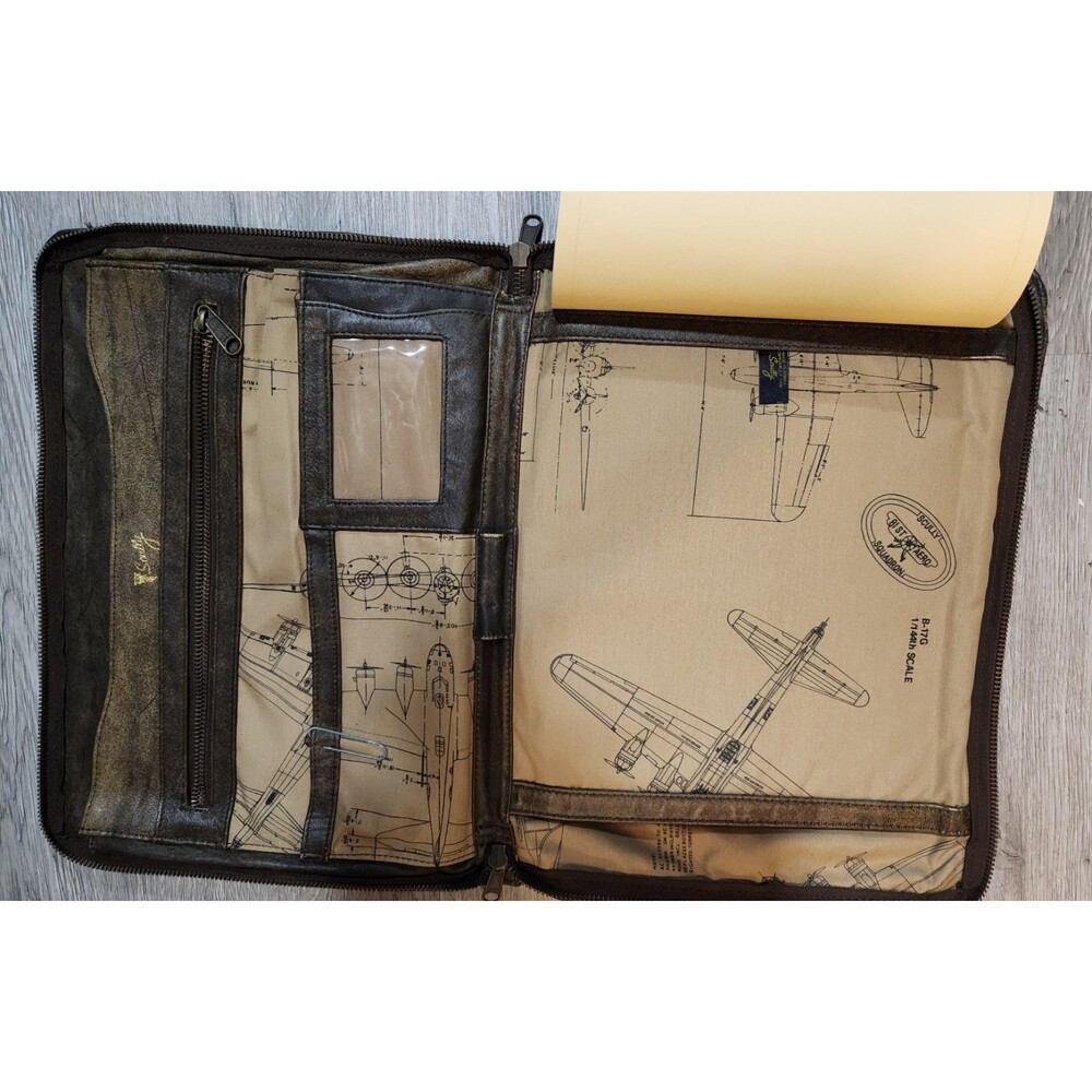 Vintage Scully Aviator Planner Binder Brown Leather Good Condition